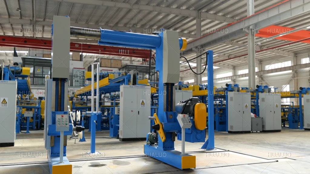 Photovoltaic Cable Support Cable production workshop with reel handling equipment and control cabinets at Hualuo Cable.