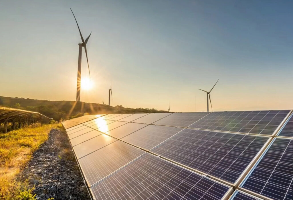 Solar cable applications in large-scale photovoltaic power projects with rows of solar panels.
