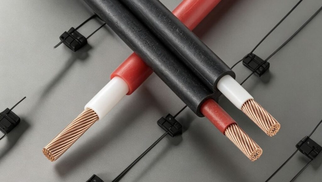 Solar cables in different colors displayed to show product options that may affect MOQ confirmation