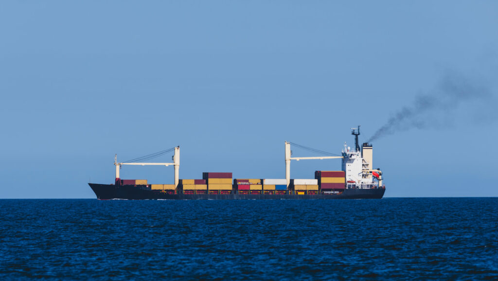 Solar cables being transported by sea.